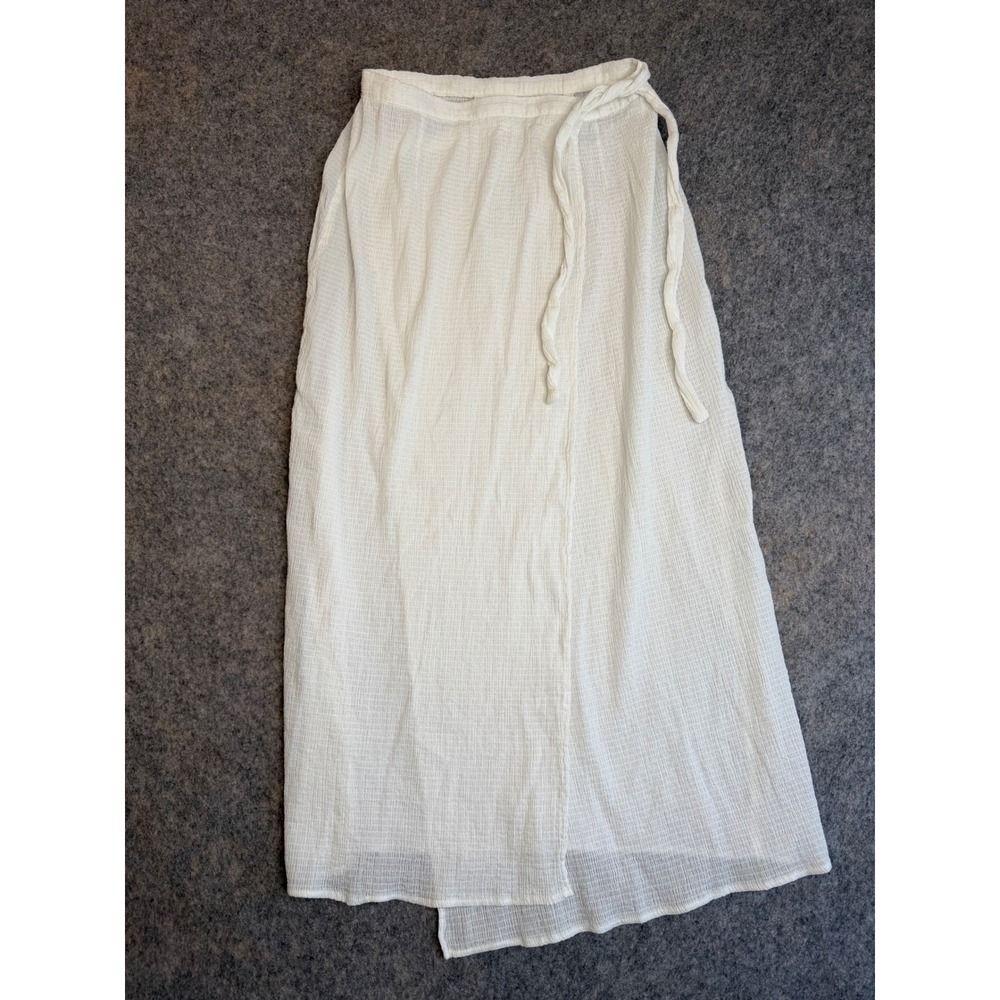 Lisa Marie Fernandez White Gauze Sarong Wrap Sheer Maxi Skirt 2 Cotton Beach